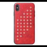 FIERRE SHANN műanyag telefonvédő (bőr hatású hátlap, szegecses) PIROS [Apple iPhone XS Max 6.5] (5996457820306)