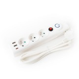 Fiesta hosszabbító kábel 1,5m [10A] 3 aljzattal 3 USB E típusú Fehér