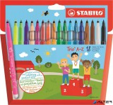 Filctoll készlet, 0,7 mm, STABILO "Trio A-Z", 18 különböző szín