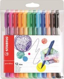 Filctoll készlet, 0,8 mm, STABILO 'Point Max', 12 különböző szín