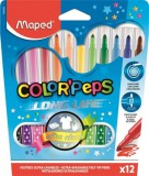 Filctoll készlet, 1-3,6 mm, kimosható, MAPED Color&#039;Peps Long Life, 12 különböző szín (IMA845020)