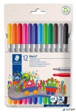 Filctoll készlet, 1-3 mm, kétvégű, kimosható, STAEDTLER 'Noris® 320, 12 különböző szín