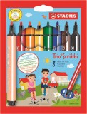 Filctoll készlet, 1,5-2 mm, rugós hegy, STABILO Trio Scribbi, 8 különböző szín (TST368803)