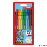 Filctoll készlet, 1 mm, STABILO "Pen 68", 10 különböző szín