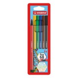 Filctoll készlet, 1 mm, STABILO Pen 68, 6 különböző szín (TST6806PL)
