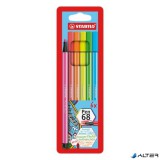 Filctoll készlet, 1 mm, STABILO "Pen 68", 6 neon szín