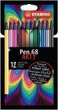 Filctoll készlet, 1 mm, STABILO Pen 68 ARTY, 12 különböző szín (TST68121)