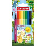 Filctoll készlet, 1 mm, STABILO Pen 68 Mini Animal Vibes, 8 különböző szín (TST668807)