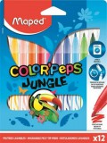 Filctoll készlet, 2,8 mm, kimosható, MAPED Color&#039;Peps Jungle, 12 különböző szín (IMA845420)