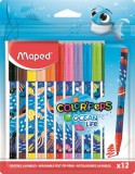 Filctoll készlet, 2 mm, kimosható, MAPED Color&#039;Peps Ocean Life, 12 különböző szín (IMA845701)