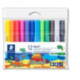 Filctoll készlet, 3 mm, háromszögletű, kimosható, STAEDTLER "Noris® jumbo 328-B", 12 különböző szín [12 db]