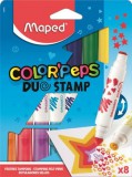 Filctoll készlet, 7,5 mm, kétvégű, MAPED Color&#039;Peps Duo Stamp 8 különböző szín és minta (IMA846808)