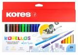 Filctoll készlet, kimosható, KORES Korellos, 24 különböző szín (IK29014)
