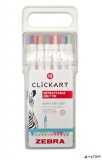 Filctoll készlet, nyomógombos, 0,6 mm, ZEBRA "Clickart" 12 különböző pasztell szín