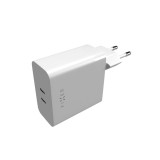 Fixed 2x USB-C Hálózati töltő - Fehér (65W) (FIXC65-2C-WH)