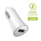 FIXED autós USB töltő 2,4A, USB/micro USB kábel 1 méter, 12W, Fehér FIXCC-UM-WH