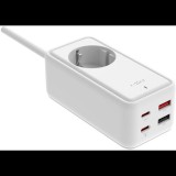 FIXED Charging Strip 2x USB-C, 2x USB GaN III PD - 65W, 1,5m, fehér (FIXCS65-1.5-WH)