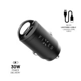 FIXED Dual USB-C Car Charger 30W + USB-C/Lightning Cable Black FIXCC30M-2CL-BK