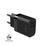 FIXED hálózati töltő  2*USB-A kimenet, 17W, fekete FIXC17N-2U-BK