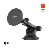 FIXED MagRound 2 XL Qi2 autós tartó wireless töltővel, fekete FIXMRO2-XL-BK