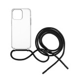FIXED Pure Neck átlátszó tok Apple iPhone 15  Pro Max készülékhez, fekete nyakpánttal, átlátszó FIXPUN-1203-BK