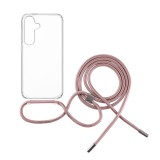 FIXED Pure Neck nyakba akasztahtó TPU gél tok  Samsung Galaxy S25 rózsaszín FIXPUN-1504-PI