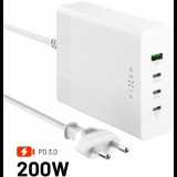 FIXED Töltőállomás 3× USB-C és USB kimenettel, PD 3.0 200W támogatás, fehér (FIXCG200-3C1A-WH)