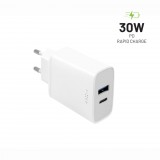 FIXED Travel USB-C, USB-A hálózati töltő 30W fehér (FIXC30-CU-WH) (FIXC30-CU-WH)