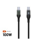 FIXED USB-C/USB-C adat- és töltőkábel kijelzővel, PD, USB 2.0 100W 1,2m, fekete FIXDD-CC12-BK