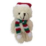 Flair Toys Fehér plüss maci kulcstartó Mikulás sapkában 12cm