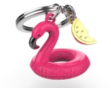 Flamingó dinnyével, pink/arany - Kulcstartó