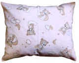 Flanel kispárna huzat Púder rózsaszín alapon maci - Felhő mintás - 40 x 50 cm