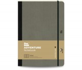 Flexbook Adventure vonalas jegyzetfüzet  elefántszürke, 17 × 24 cm, műbőr borítóval, belső zsebbel és könyvjelzővel