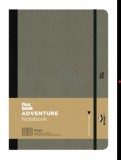 Flexbook Adventure vonalas jegyzetfüzet  elefántszürke, 9 × 14 cm, műbőr borítóval, belső zsebbel és könyvjelzővel
