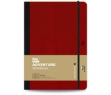 Flexbook Adventure vonalas jegyzetfüzet  piros, 17 × 24 cm, műbőr borítóval, belső zsebbel és könyvjelzővel