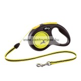 Flexi Neon S Cord Yellow 5M 12Kg Zsinóros Automata Póráz - Fényvisszaverő (12920) Sárga