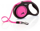 Flexi Neon szalagpóráz - M, 25 kg-ig, 5 m, Pink