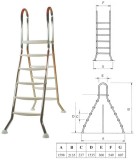 Flexinox Létra rozsdamentes kétágú 5+5 fokos medenceméret 150cm