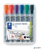 Flipchart marker készlet, 2 mm, kúpos, STAEDTLER "Lumocolor 356", 6 különböző szín