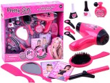 Fodrász szett-Működő Hajszárítóval-Biztonsági Tükör-Fésűk-Hajcsattok-Kiegészítők