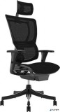 . Főnöki szék, állítható karfával, feszített hálós háttámla, fekete lábkereszt &#039;Mirus&#039;, fekete