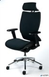 Főnöki szék, fejtámasszal, fekete szövetborítás, feszített szövet háttámla, alumínium lábkereszt, MAYAH &#039;Crown&#039;