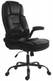 . Főnöki szék, textil bőrborítás, felhajtható karfa, Continental, fekete (BBSZV414)