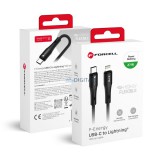 FORCELL F-ENERGY C346 Type-C - Lightning kábel PD 3A 27W szilikon 1 m fekete