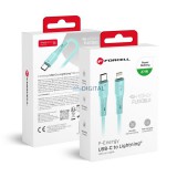 FORCELL F-ENERGY C346 Type-C - Lightning kábel PD 3A 27W szilikon 1 m kék