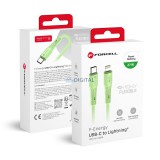 FORCELL F-ENERGY C346 Type-C - Lightning kábel PD 3A 27W szilikon 1 m zöld