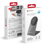 FORCELL F-ENERGY Flip Charge Qi2 15W-os vezeték nélküli töltő, MagSafe-fel kompatibilis, ezüst színű