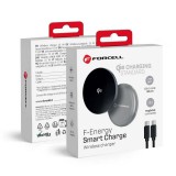 Forcell F-Energy Smart Charge USB C Qi2 15W MagSafe kompatibilis induktív töltő leválasztható 1,5 m-es kábellel, ezüst színű