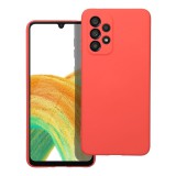 Forcell Samsung Galaxy A33 5G szilikon tok, hátlaptok, telefon tok, velúr belsővel, matt, barack színű, Silicone