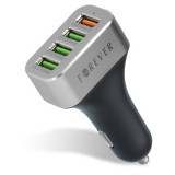 Forever Autós gyorstöltő 4x USB, 30 W, fekete